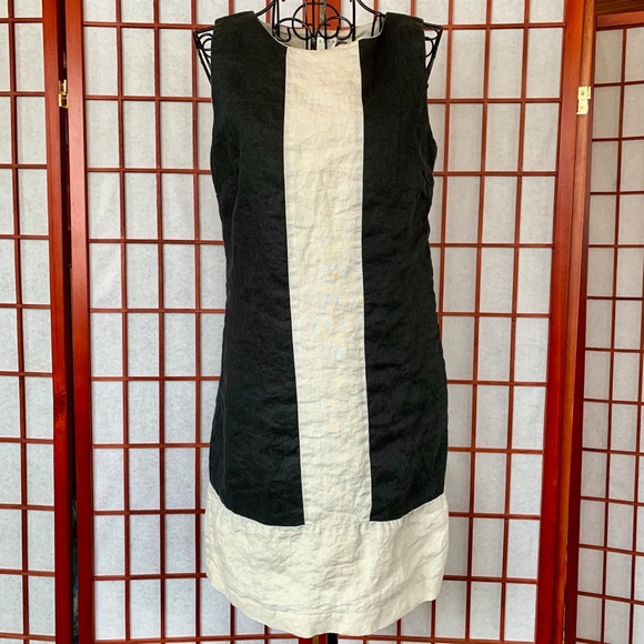 Kenar Block Color Sleeveless Linen Shift Midi - Picture 2 of 6